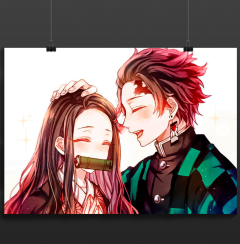 Постер "Клинок, який знищує демонів" Танджиро та Незуко, радість брата та сестри ~плакат~